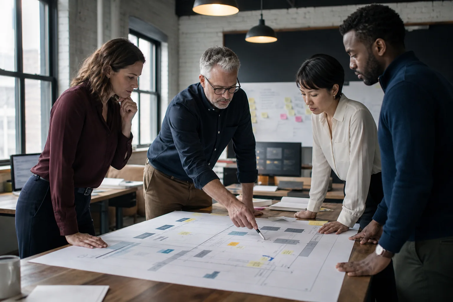 Leadership team reviewing an AI-powered growth platform roadmap