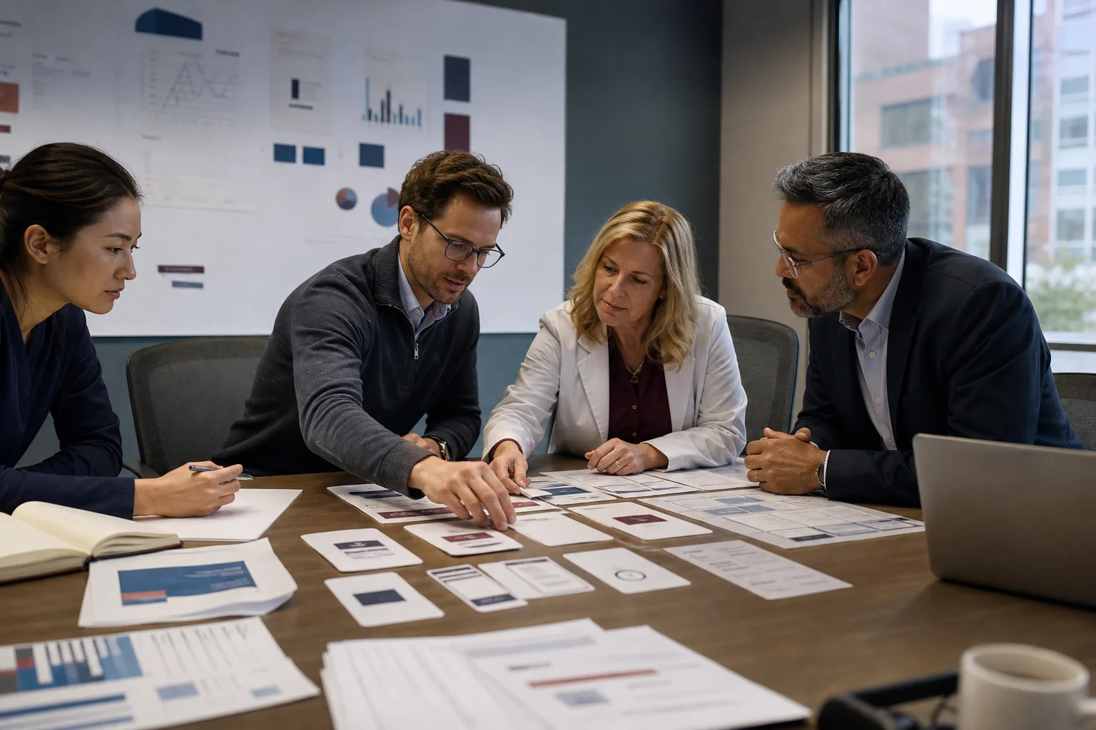 Leadership team reviewing patient acquisition outcomes