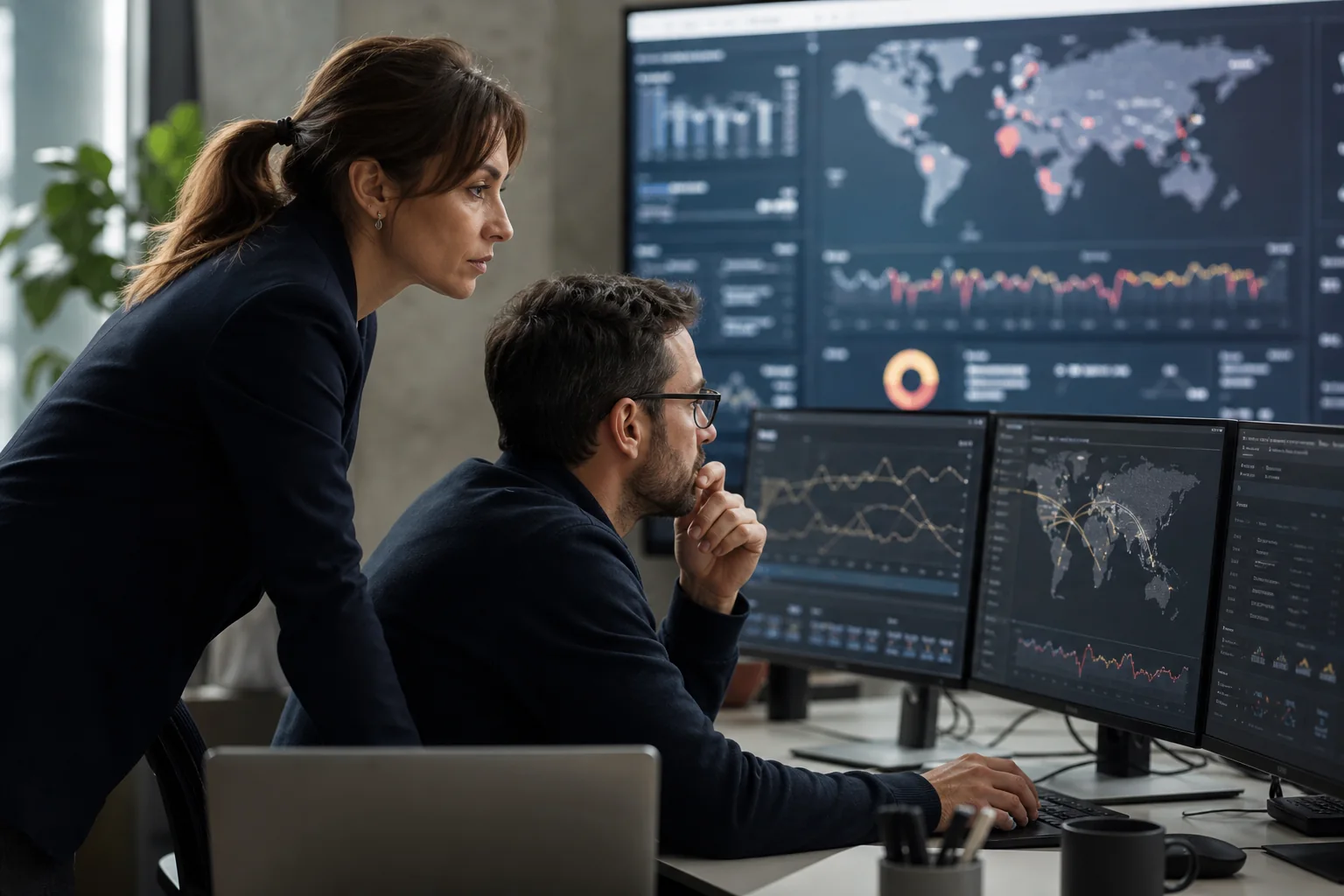 Technology leaders reviewing a website security service architecture