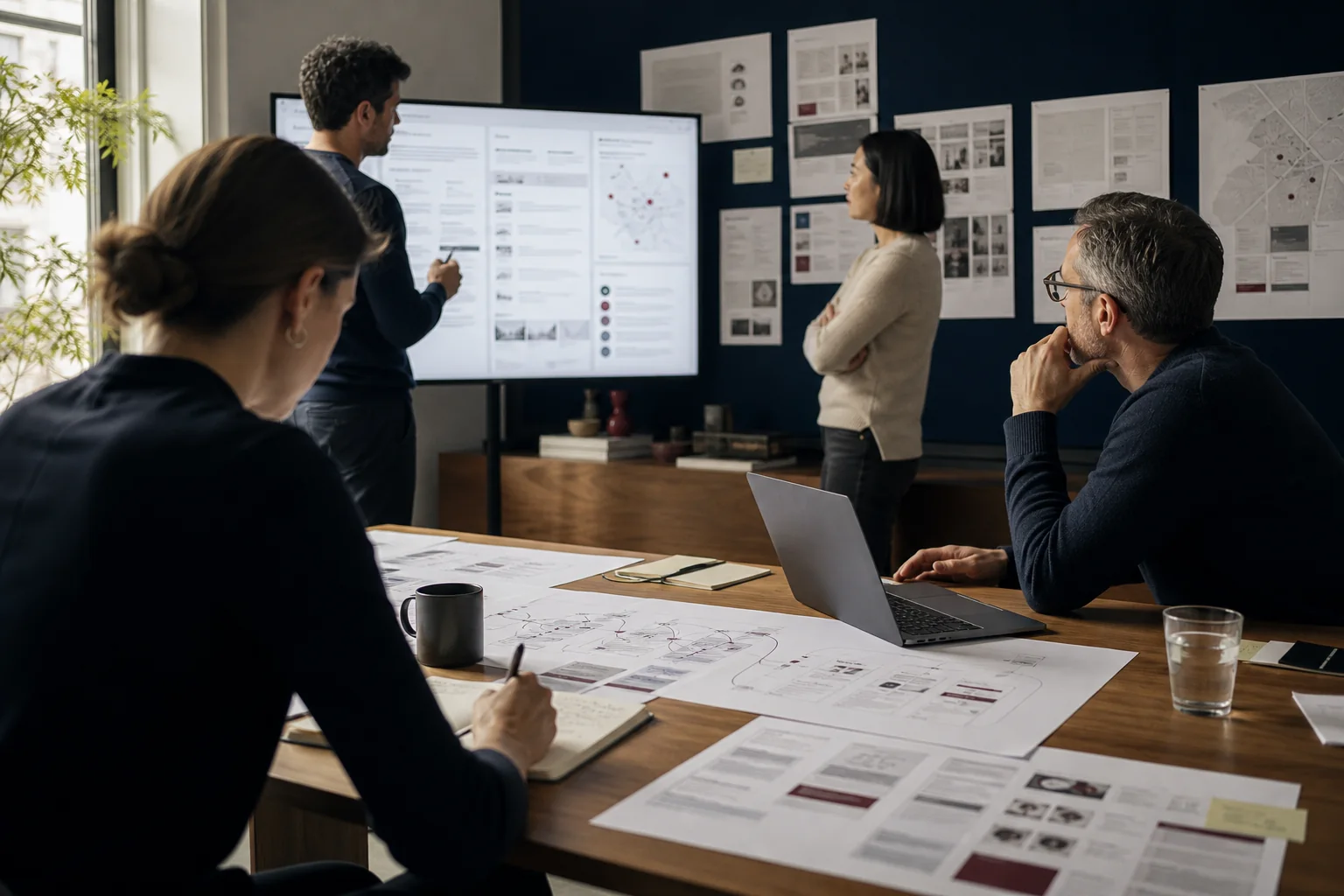 Leaders reviewing search and AI visibility strategy
