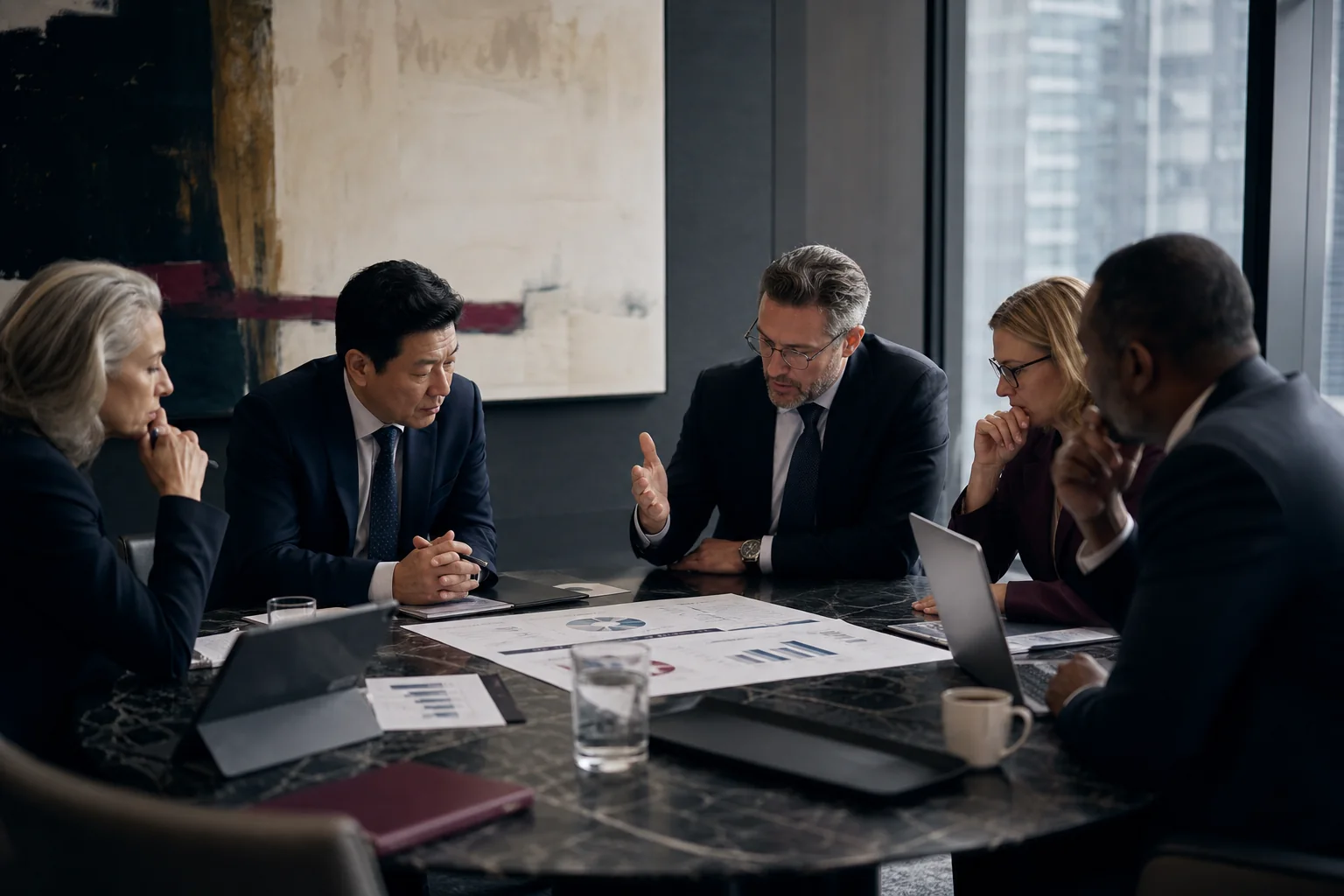 Leadership team reviewing a technology investment proposal