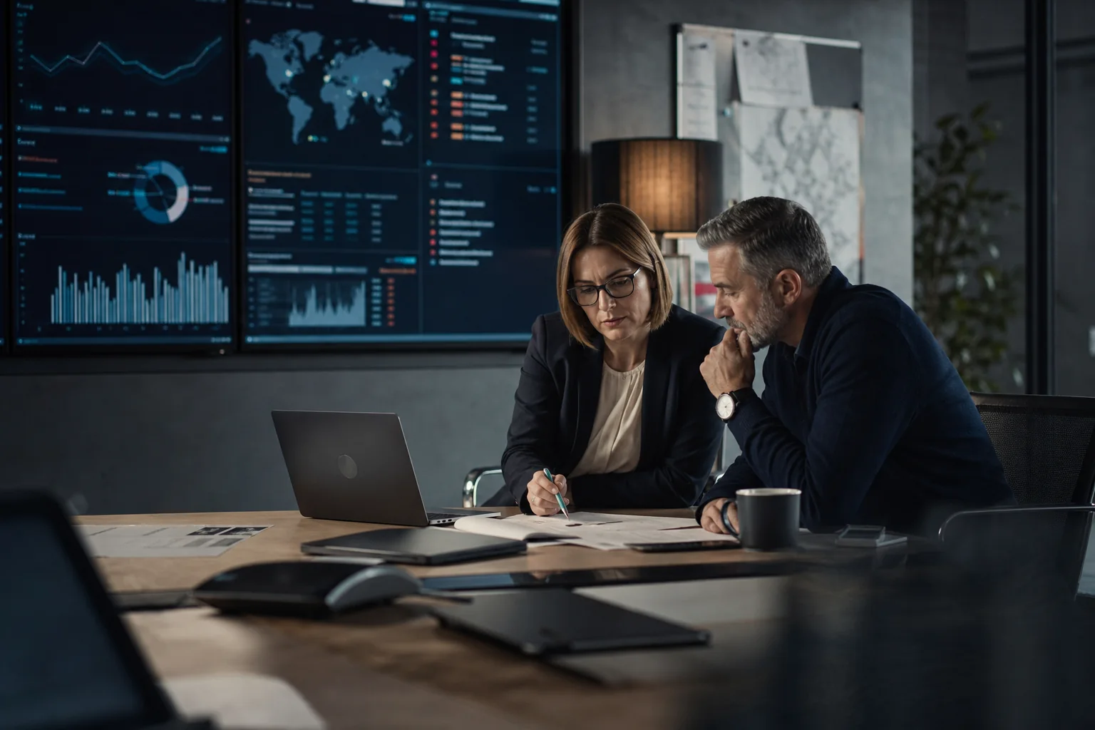 Technology leaders reviewing website traffic security